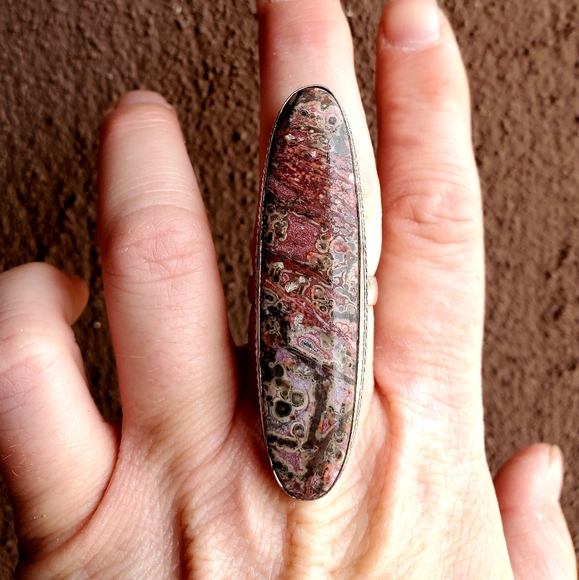 New Huge Leopard Skin Jasper 925 Silver Statement Ring. - Picture 10 of 12